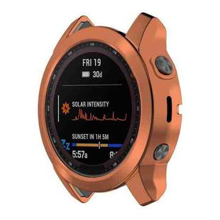 For Garmin Fenix 7S TPU Half-pack Hollowed Electroplating Watch Case(Rose Gold)