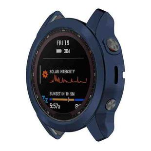 For Garmin Fenix 7S TPU Half-pack Hollowed Electroplating Watch Case(Midnight Blue)