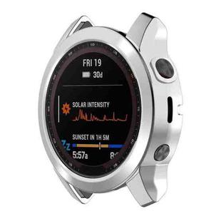 For Garmin Fenix 7S TPU Half-pack Hollowed Electroplating Watch Case(Silver)