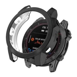 For Garmin Fenix 7 TPU Half-pack Hollowed Electroplating Watch Case(Black)