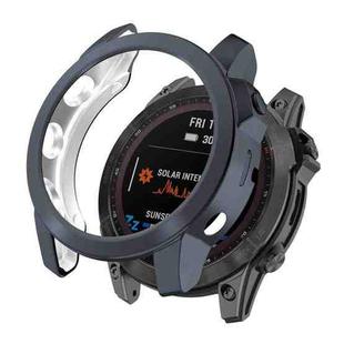 For Garmin Fenix 7 TPU Half-pack Hollowed Electroplating Watch Case(Black Grey)