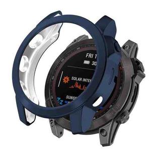 For Garmin Fenix 7 TPU Half-pack Hollowed Electroplating Watch Case(Midnight Blue)