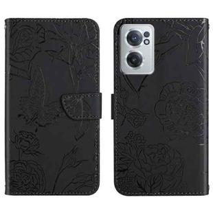 For OnePlus Nord CE 2 5G Skin Feel Butterfly Peony Embossed Leather Phone Case(Black)