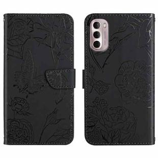 For Motorola Moto G Stylus 5G 2022 Skin Feel Butterfly Peony Embossed Leather Phone Case(Black)