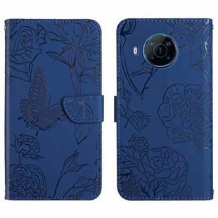 For Nokia X100 Skin Feel Butterfly Peony Embossed Leather Phone Case(Blue)