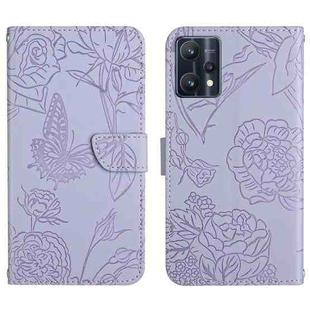 For OPPO Realme 9 Pro+/Realme 9 4G Skin Feel Butterfly Peony Embossed Leather Phone Case(Purple)