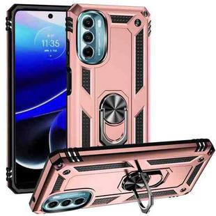 For Motorola Moto G 5G 2022 Shockproof TPU + PC Holder Phone Case(Rose Gold)