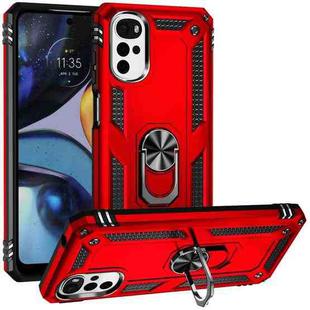 For Motorola Moto G22 Shockproof TPU + PC Holder Phone Case(Red)