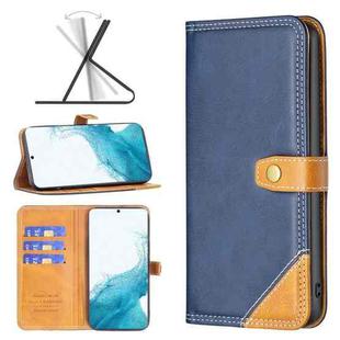 For Samsung Galaxy S22 5G Color Matching Double Sewing Thread Leather Phone Case(Blue)
