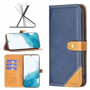 For Samsung Galaxy S22+ 5G Color Matching Double Sewing Thread Leather Phone Case(Blue)