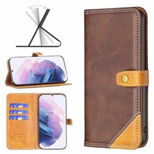 For Samsung Galaxy S21+ 5G Color Matching Double Sewing Thread Leather Phone Case(Brown)