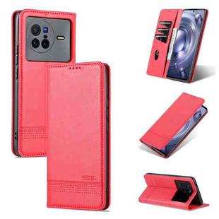 For vivo X80 AZNS Magnetic Calf Texture Leather Phone Case(Red)