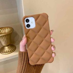For iPhone 12 Pro Max Skin Feel Matte Rhombic Texture TPU Phone Case(Caramel)