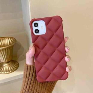 For iPhone 11 Pro Skin Feel Matte Rhombic Texture TPU Phone Case (Wine Red)