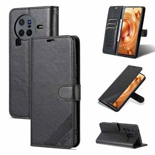 For vivo X80 AZNS Sheepskin Texture Flip Leather Phone Case(Black)