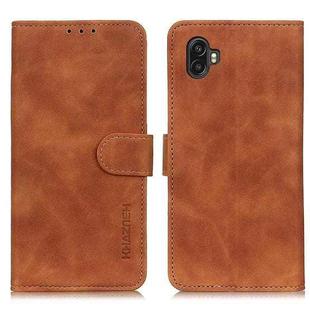 For Samsung Galaxy Xcover6 Pro KHAZNEH Retro Texture Horizontal Flip Leather Phone Case(Brown)