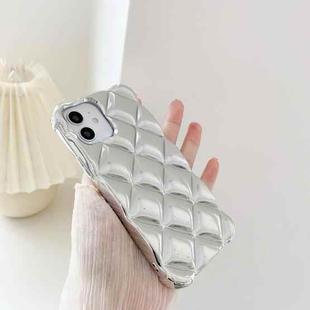 For iPhone 12 / 12 Pro Elegant Rhombic Texture Electroplated TPU Phone Case(Silver)