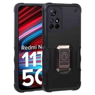 For Xiaomi Redmi Note 11T 5G Ring Holder Non-slip Armor Phone Case(Black)