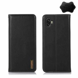 For Samsung Galaxy Xcover6 Pro KHAZNEH Nappa Top Layer Cowhide Leather Phone Case(Black)