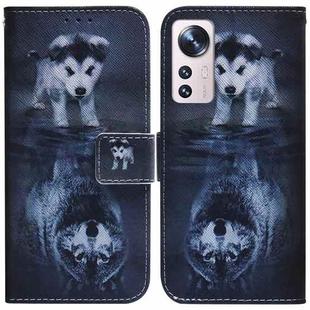 For Xiaomi 12 Lite Coloured Drawing Leather Phone Case(Wolf and Dog)