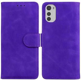 For Motorola Moto E32 Skin Feel Pure Color Flip Leather Phone Case(Purple)