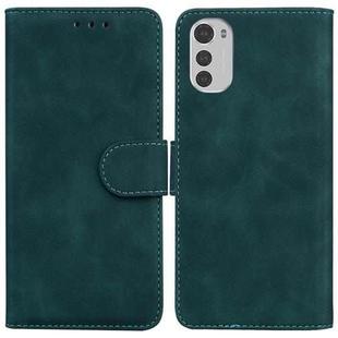 For Motorola Moto E32 Skin Feel Pure Color Flip Leather Phone Case(Green)