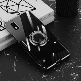 For Sharp Aquos Wish Electroplating Ring Holder Transparent Phone Case(Black)