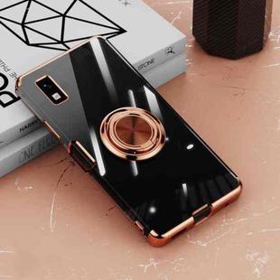 For Sharp Aquos Wish Electroplating Ring Holder Transparent Phone Case(Rose Gold)