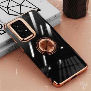 For Samsung Galaxy A53 JP Version Electroplating Ring Holder Transparent Phone Case(Rose Gold)