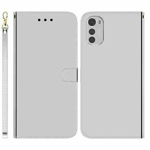 For Motorola Moto E32 Imitated Mirror Surface Leather Phone Case(Silver)