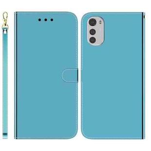 For Motorola Moto E32 Imitated Mirror Surface Leather Phone Case(Blue)