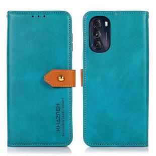For Motorola Moto G 5G 2022 KHAZNEH Dual-color Cowhide Texture Flip Leather Phone Case(Blue)