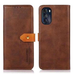 For Motorola Moto G 5G 2022 KHAZNEH Dual-color Cowhide Texture Flip Leather Phone Case(Brown)