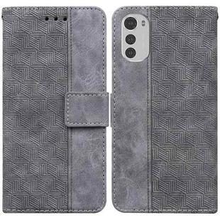 For Motorola Moto E32 Geometric Embossed Leather Phone Case(Grey)