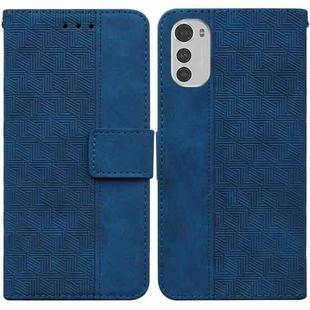 For Motorola Moto E32 Geometric Embossed Leather Phone Case(Blue)