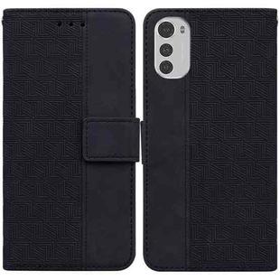 For Motorola Moto E32 Geometric Embossed Leather Phone Case(Black)