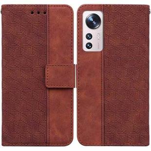 For Xiaomi 12 Lite Geometric Embossed Leather Phone Case(Brown)