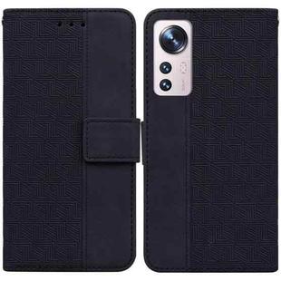 For Xiaomi 12 Lite Geometric Embossed Leather Phone Case(Black)