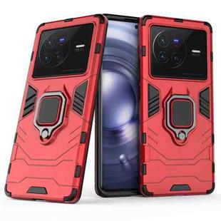 For vivo X80 5G PC + TPU Shockproof Protective Phone Case with Magnetic Ring Holder(Red)