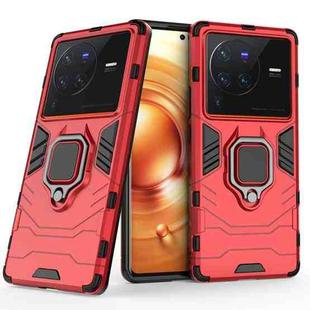 For vivo X80 Pro 5G PC + TPU Shockproof Protective Phone Case with Magnetic Ring Holder(Red)