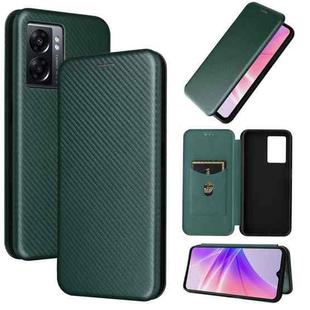 For OPPO A57 5G Carbon Fiber Texture Leather Phone Case(Green)