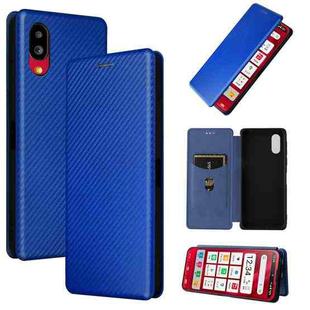 For Sharp Simple Sumaho 6 Carbon Fiber Texture Leather Phone Case(Blue)