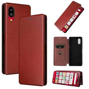 For Sharp Simple Sumaho 6 Carbon Fiber Texture Leather Phone Case(Brown)