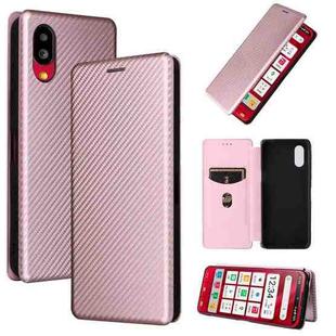 For Sharp Simple Sumaho 6 Carbon Fiber Texture Leather Phone Case(Rose Gold)