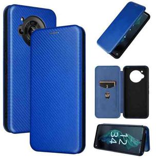 For Sharp Aquos R7 Carbon Fiber Texture Leather Phone Case(Blue)