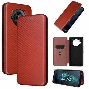 For Sharp Aquos R7 Carbon Fiber Texture Leather Phone Case(Brown)