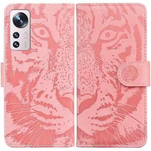 For Xiaomi 12 Lite Tiger Embossing Pattern Leather Phone Case(Pink)