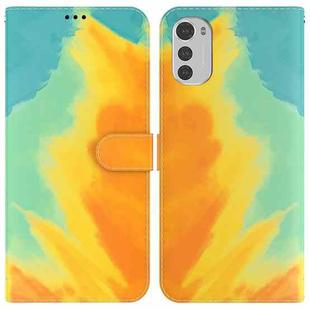 For Motorola Moto E32 Watercolor Pattern Horizontal Flip Leather Phone Case(Autumn Leaf)