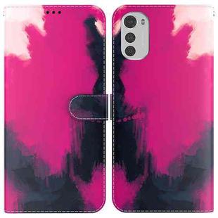 For Motorola Moto E32 Watercolor Pattern Horizontal Flip Leather Phone Case(Berry)