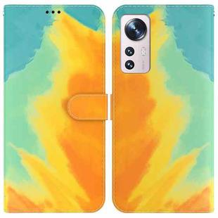 For Xiaomi 12 Lite Watercolor Pattern Horizontal Flip Leather Phone Case(Autumn Leaf)